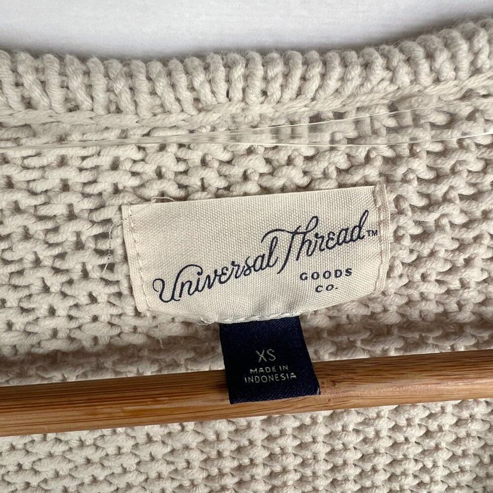 Universal Thread Cream Chunky Knit Open Front Ruffle Cardigan XS - Picture 2 of 11